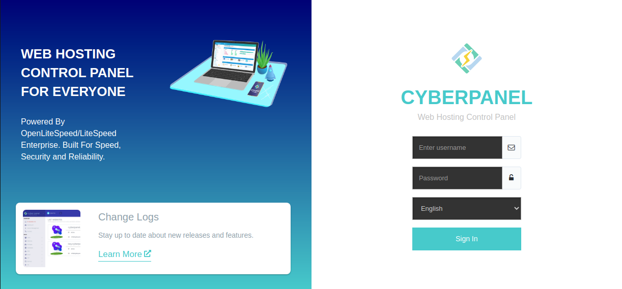 CyberPanel Login Screen