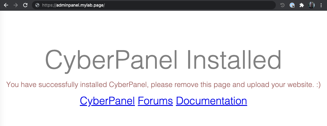 CyberPanel Installed Website