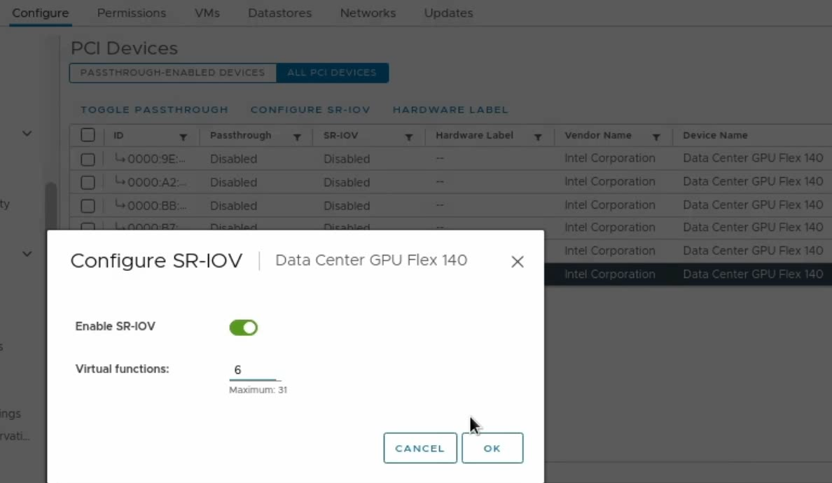Configure SR-IOV in vCenter